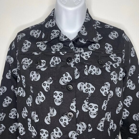 Iron Fist x Misfits Fiend Crimson Ghost All Over Print Black Denim Jacket - Picture 2 of 8
